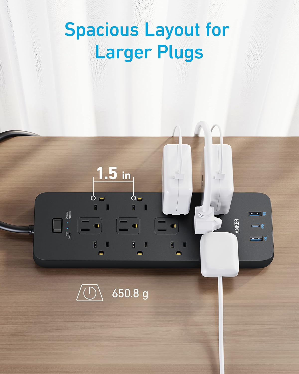 Power Strip Surge Protector (2100J), 12 Outlets with 2 USB A and 1 USB C Port for Multiple Devices, 5ft Extension Cord, 20W Power Delivery Charging for Home, Office, Dorm Essential, TUV Listed